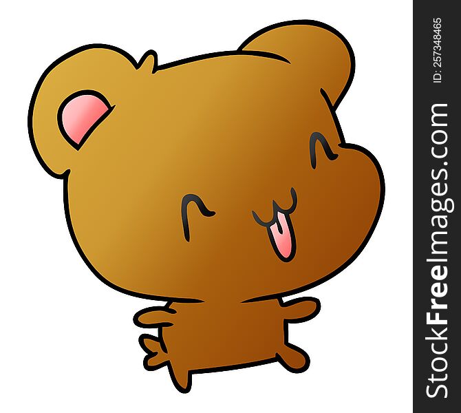 gradient cartoon illustration kawaii cute happy bear. gradient cartoon illustration kawaii cute happy bear