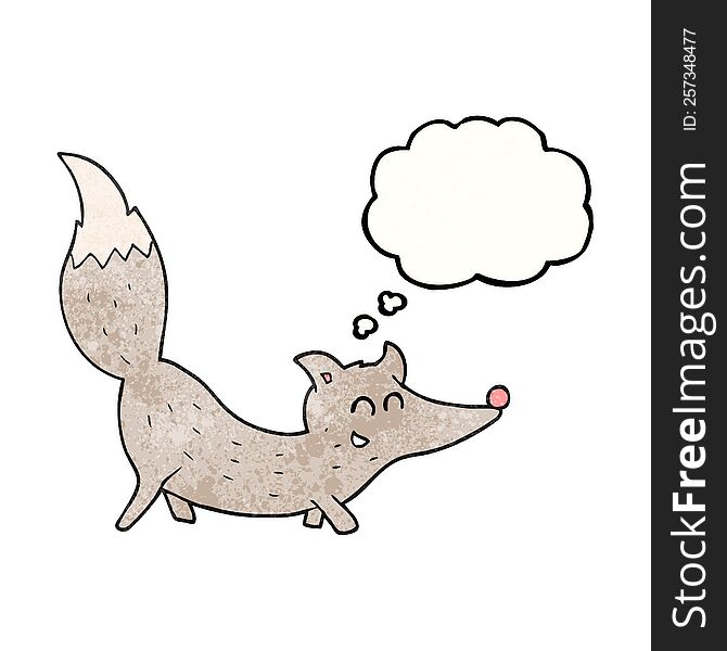 Thought Bubble Textured Cartoon Little Wolf