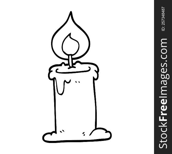 line drawing cartoon candle burning