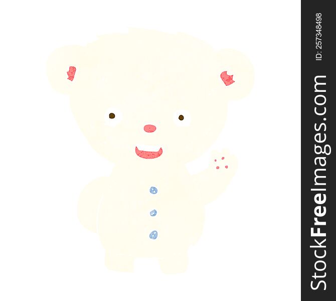 cartooon waving polar bear cub