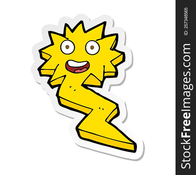 Sticker Of A Cartoon Electric Lightning Bolt