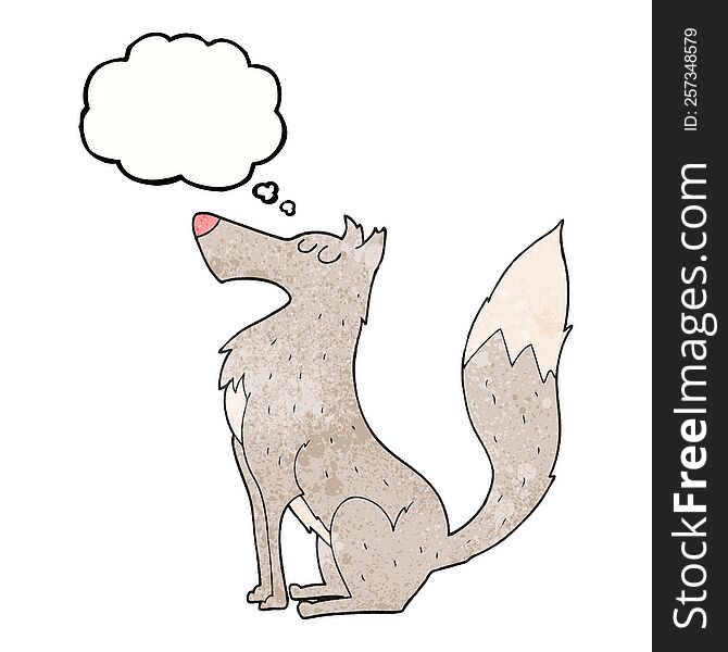 Thought Bubble Textured Cartoon Wolf