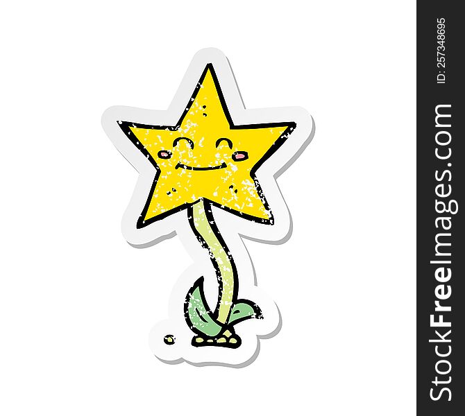 retro distressed sticker of a cartoon star flower