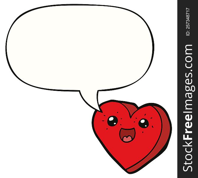Heart Cartoon Character And Speech Bubble