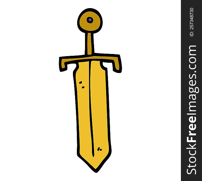 cartoon doodle bronze sword