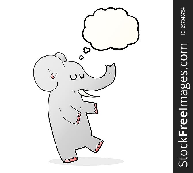 freehand drawn thought bubble cartoon dancing elephant