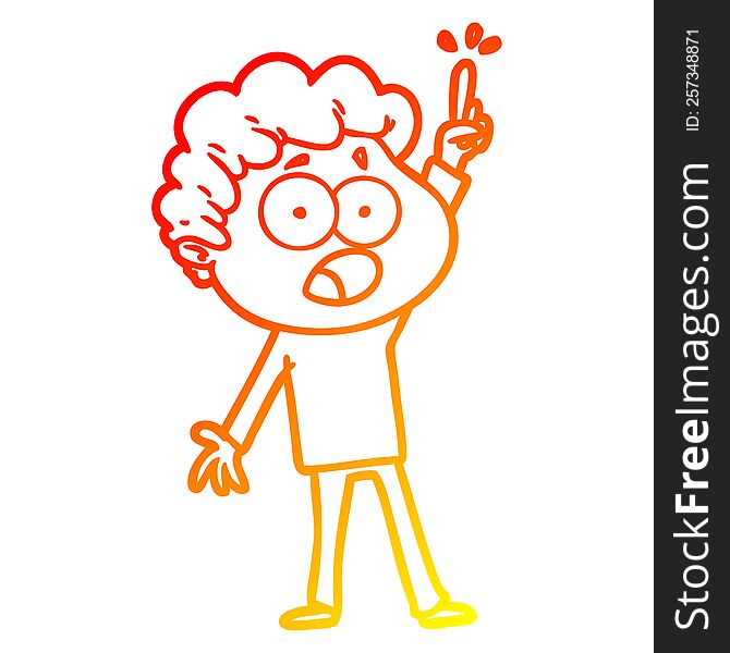 Warm Gradient Line Drawing Cartoon Man Gasping In Surprise