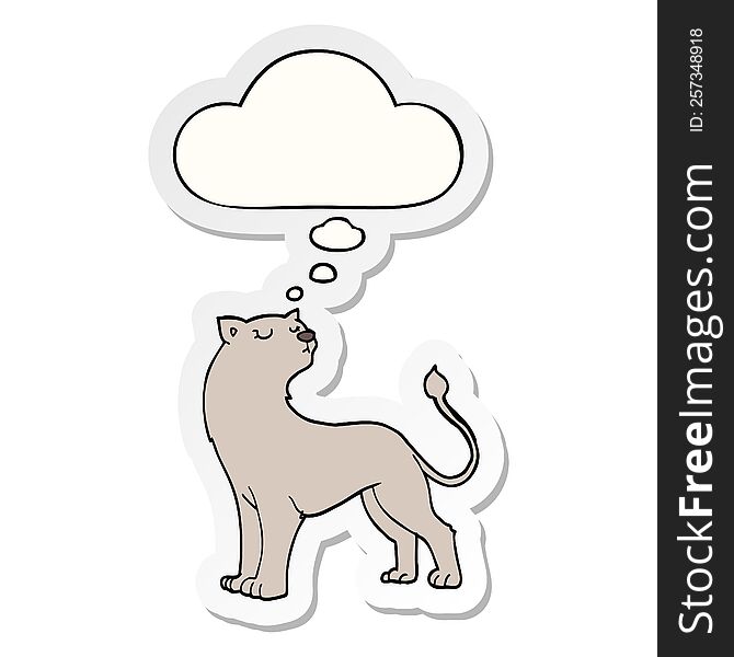 Cartoon Lioness And Thought Bubble As A Printed Sticker