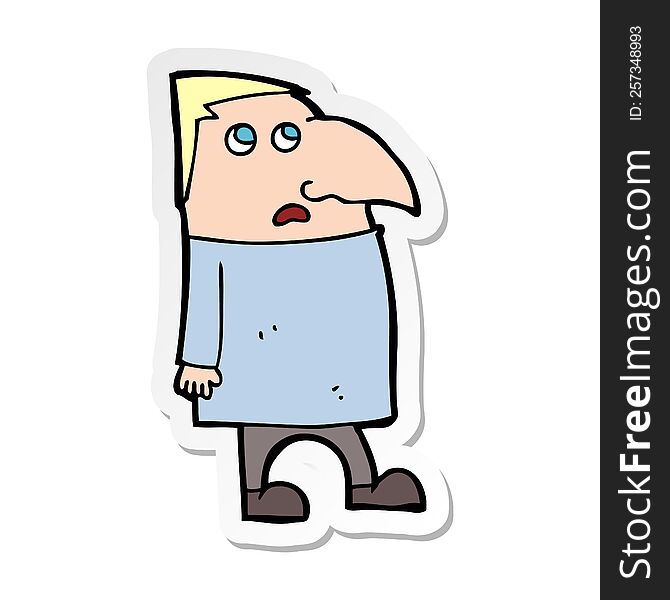 sticker of a cartoon worried man
