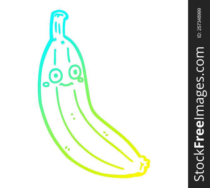 Cold Gradient Line Drawing Cartoon Banana