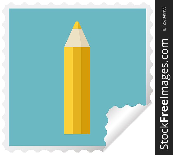 Orange Coloring Pencil Graphic Vector Illustration Square Sticker Stamp