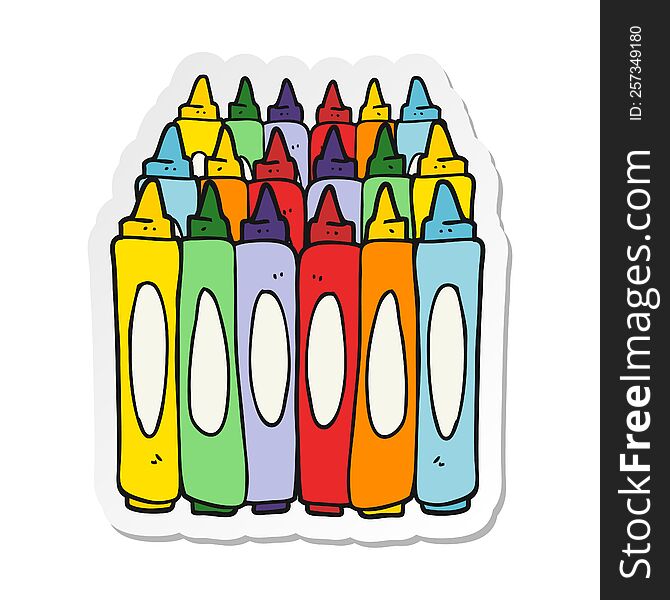 sticker of a cartoon crayons