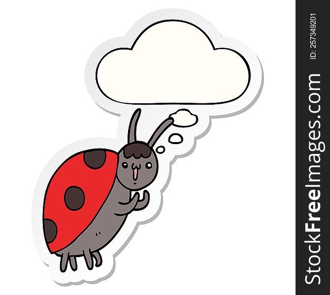 cute cartoon ladybug with thought bubble as a printed sticker