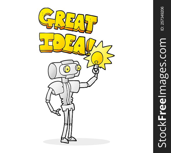 Cartoon Robot With Great Idea