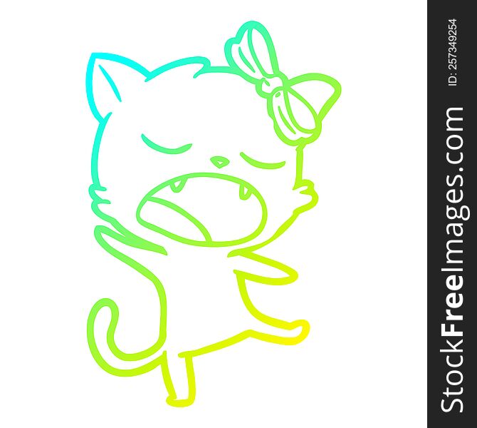 cold gradient line drawing cartoon singing cat