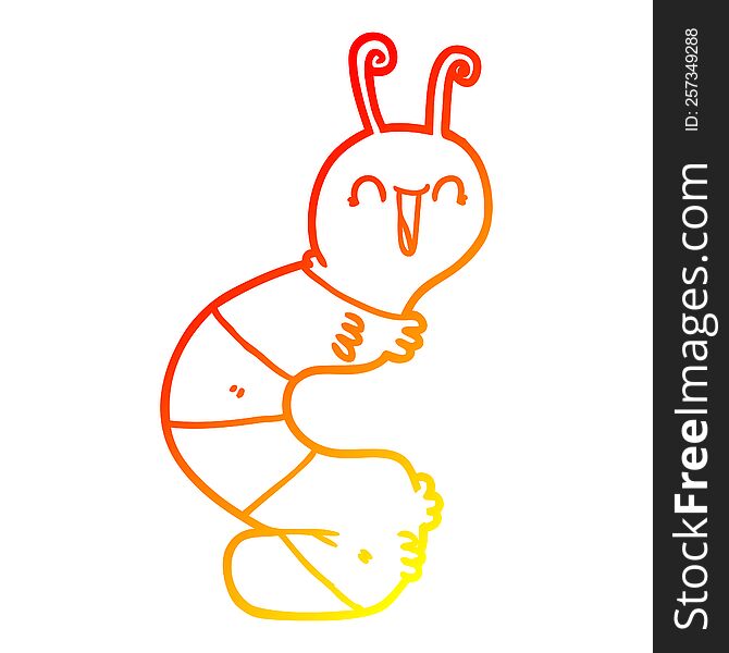 Warm Gradient Line Drawing Cartoon Happy Caterpillar
