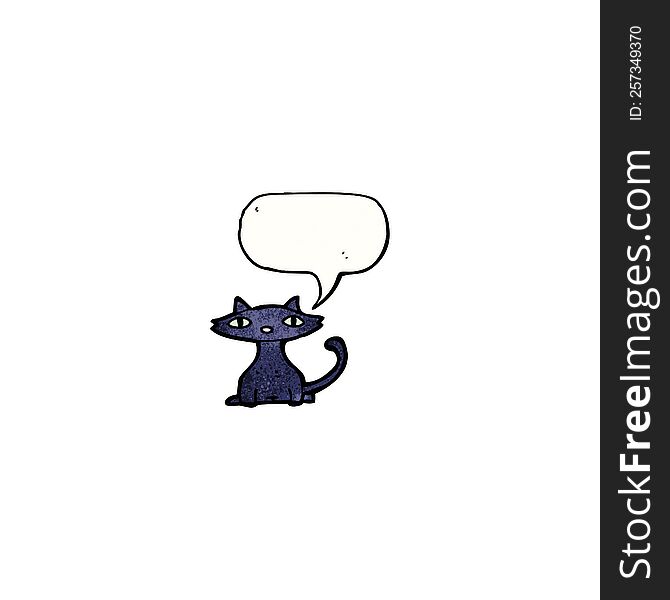 black cat with speech bubble cartoon