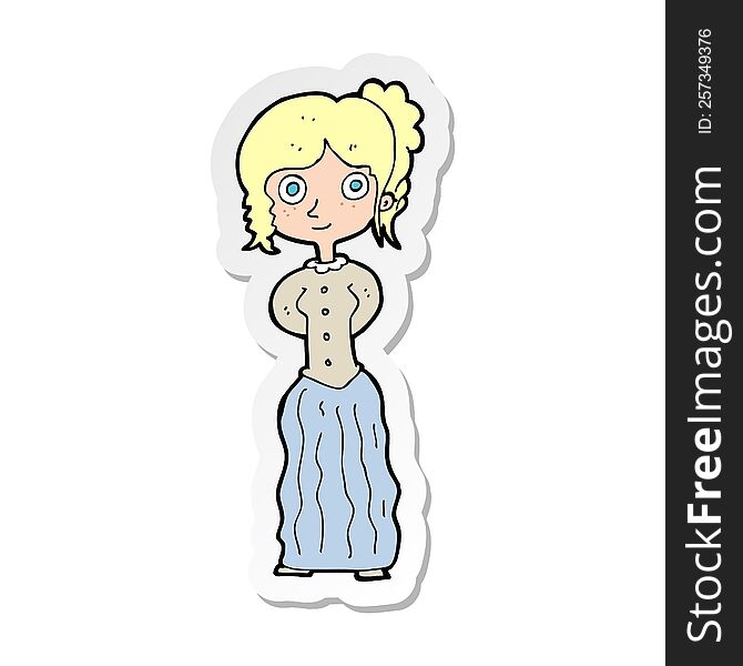 Sticker Of A Cartoon Happy Woman