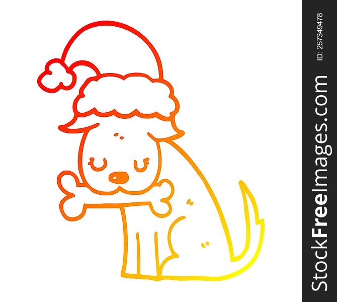 Warm Gradient Line Drawing Cute Christmas Dog
