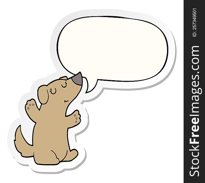 Cartoon Dog And Speech Bubble Sticker