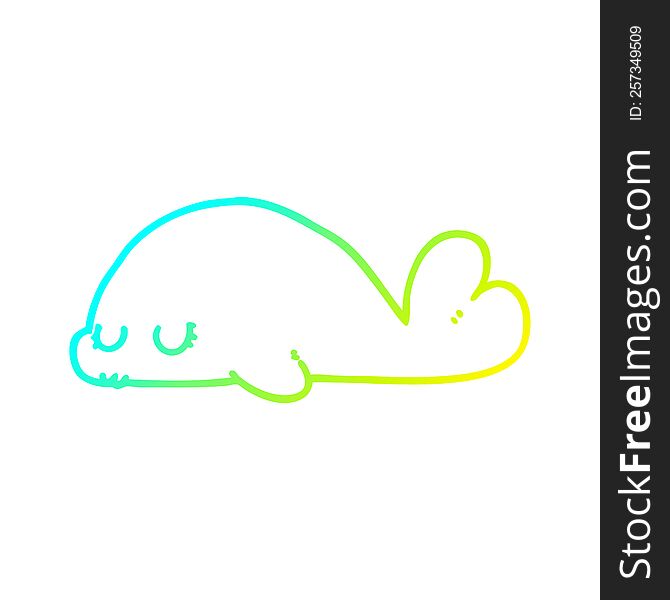 cold gradient line drawing of a cute cartoon seal