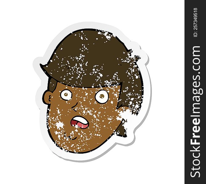 retro distressed sticker of a cartoon man with big chin