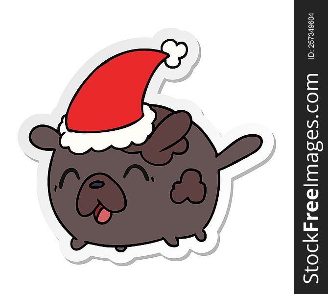 Christmas Sticker Cartoon Of Kawaii Dog