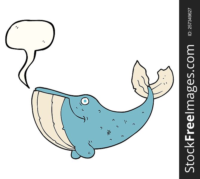 freehand drawn speech bubble cartoon whale