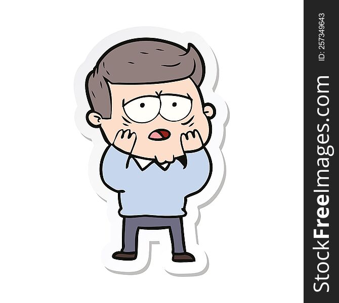 sticker of a cartoon tired man