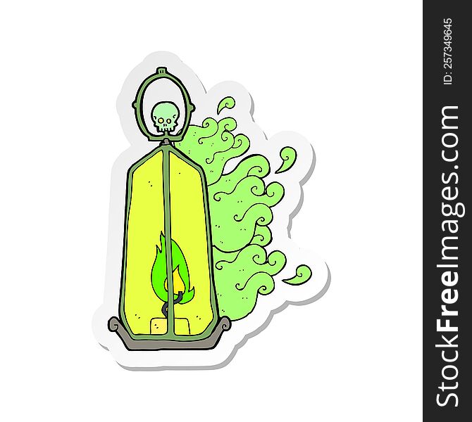 sticker of a cartoon spooky lantern