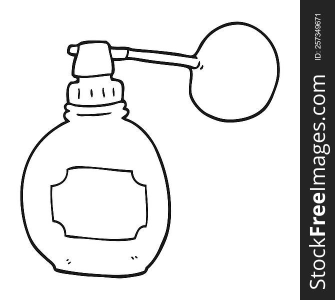 freehand drawn black and white cartoon perfume bottle