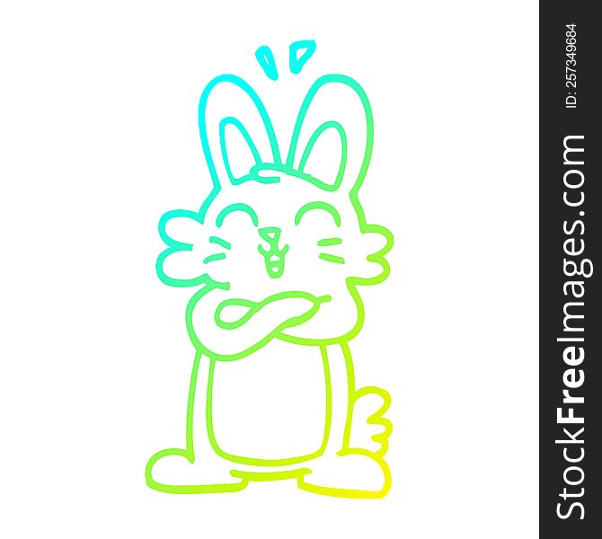 Cold Gradient Line Drawing Cartoon Cute Bunny