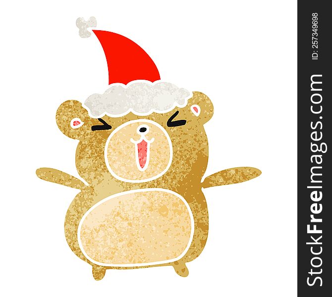 Christmas Retro Cartoon Of Kawaii Bear