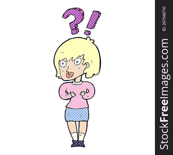 Cartoon Confused Woman