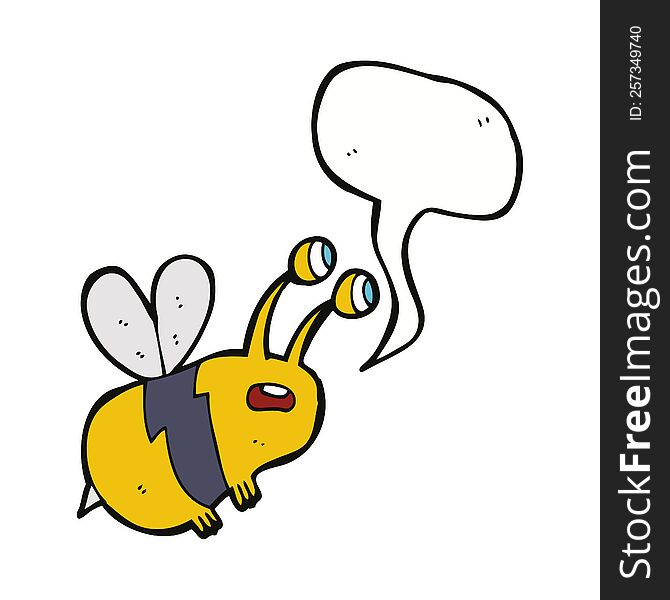 Cartoon Frightened Bee With Speech Bubble