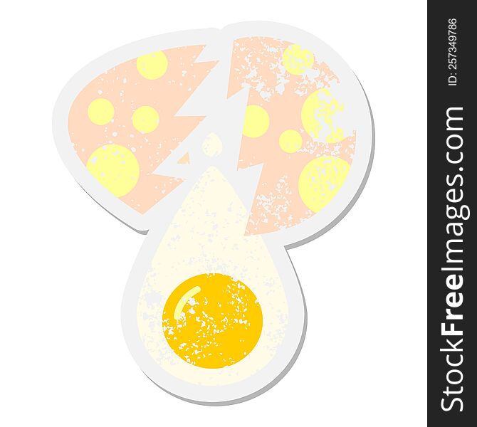 cracked egg with yolk grunge sticker