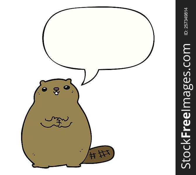 Cartoon Beaver And Speech Bubble