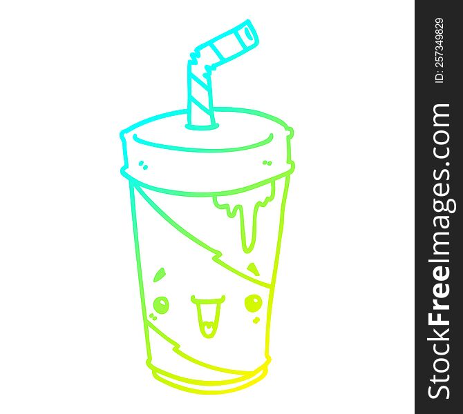 cold gradient line drawing of a cartoon soda cup