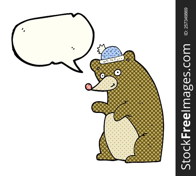 freehand drawn comic book speech bubble cartoon bear