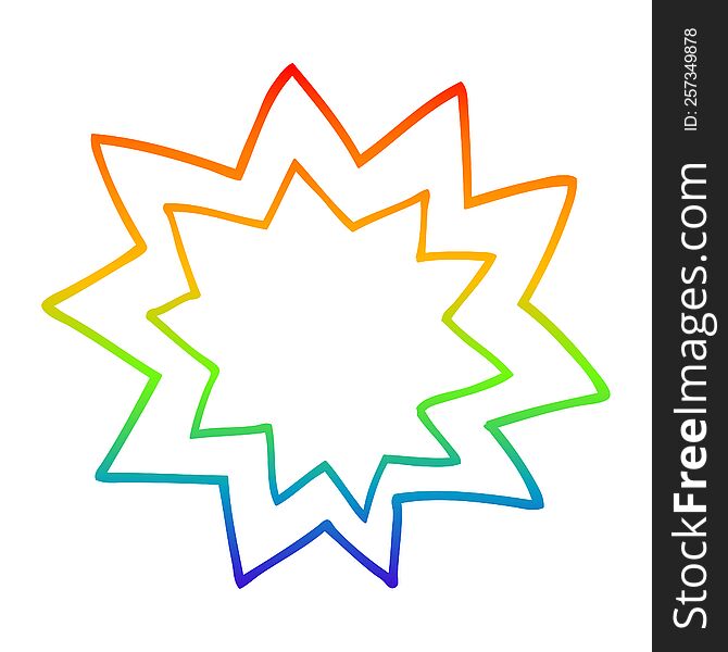rainbow gradient line drawing of a cartoon explosion flame