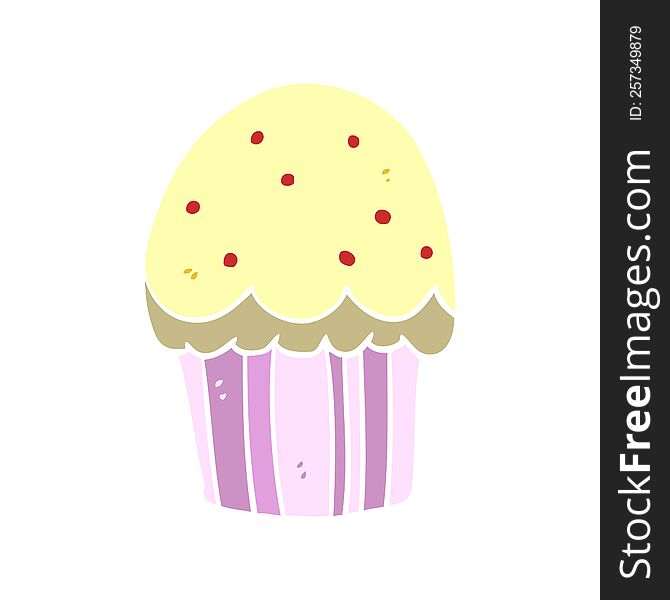 Flat Color Style Cartoon Cupcake