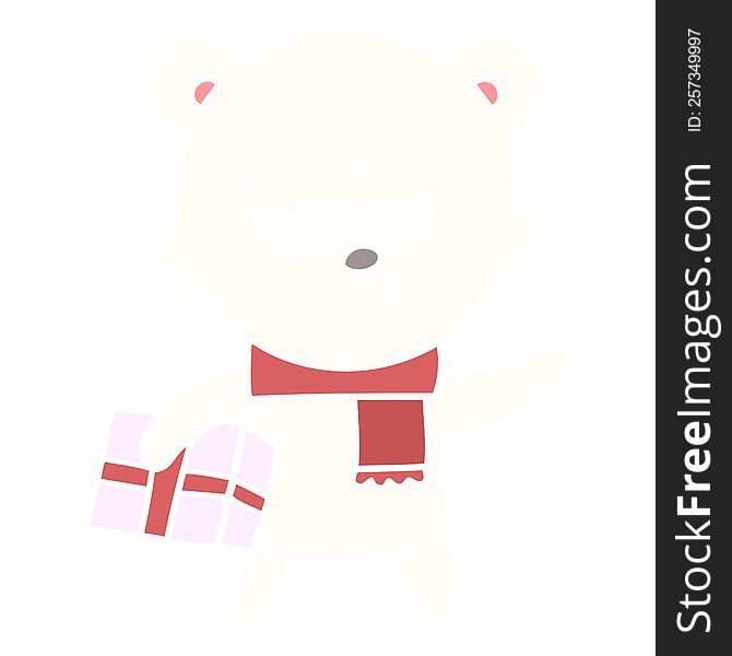 christmas polar bear flat color style cartoon