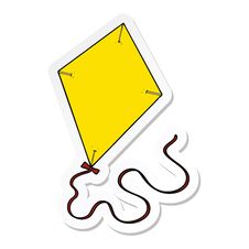 Sticker Of A Cartoon Flying Kite Stock Photos