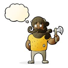 Free Cartoon Lumberjack With Axe With Thought Bubble Royalty Free Stock Image - 257351606