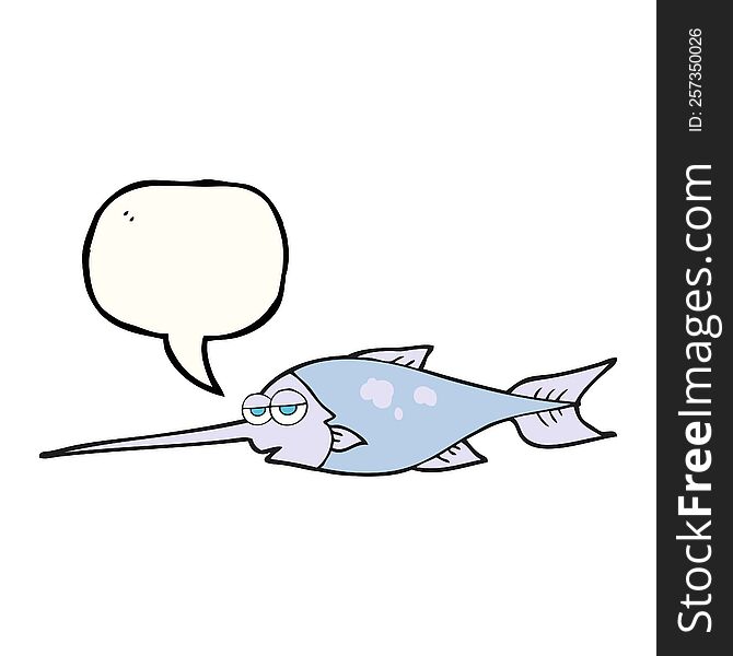 freehand drawn speech bubble cartoon swordfish