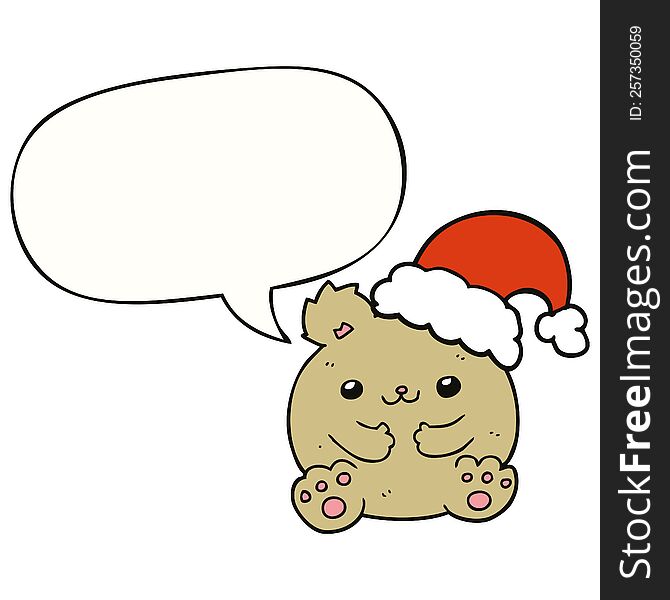 cute cartoon christmas bear with speech bubble