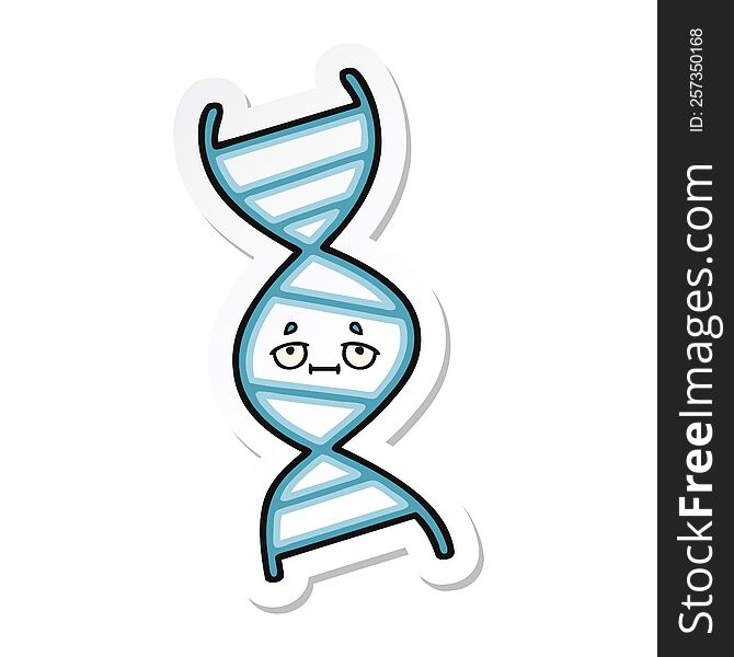 Sticker Of A Cute Cartoon DNA Strand