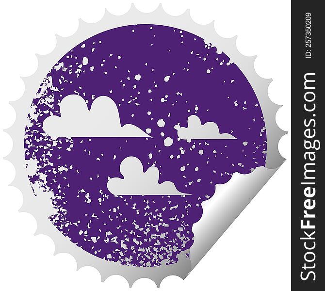 Distressed Circular Peeling Sticker Symbol Cloud