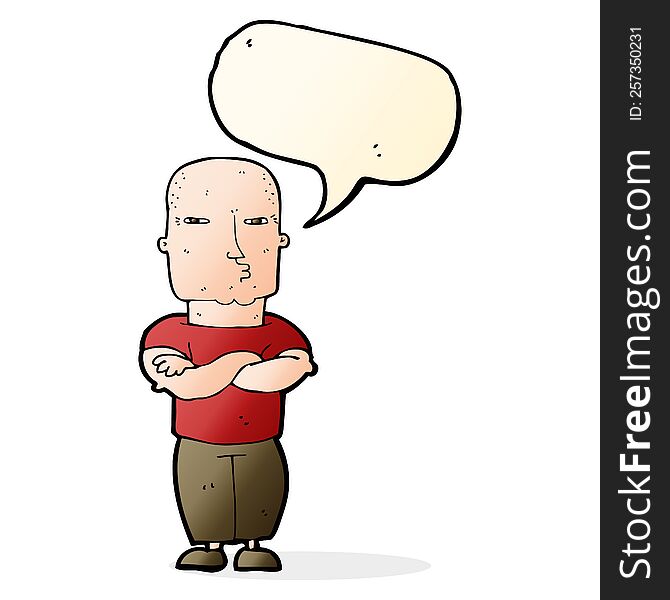 cartoon tough guy with speech bubble