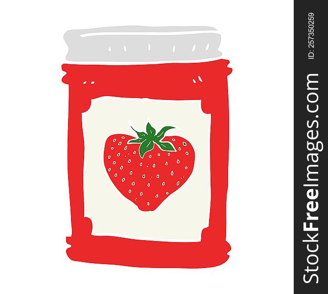 Flat Color Illustration Of A Cartoon Strawberry Jam Jar